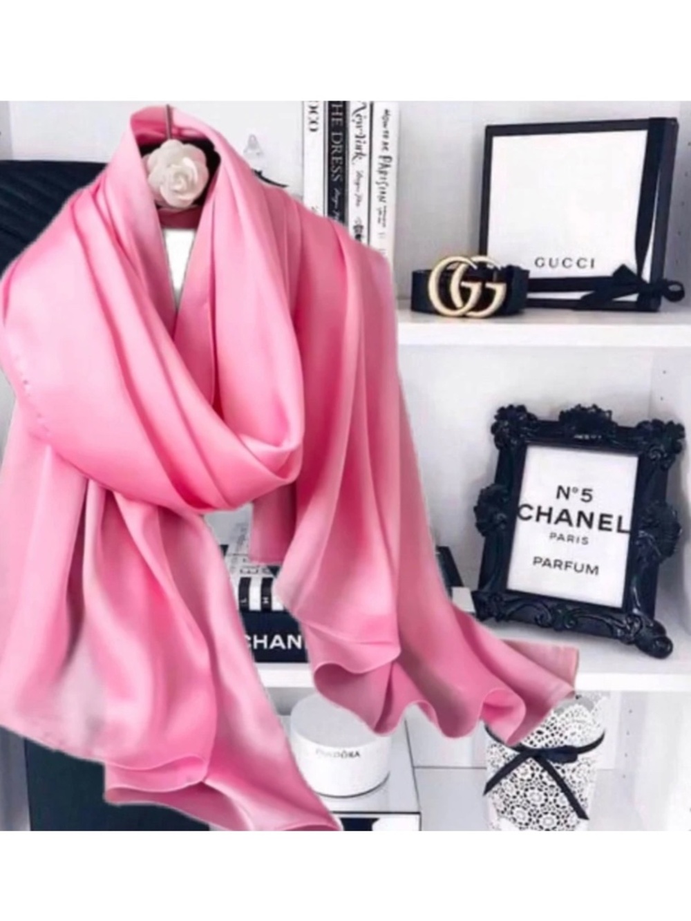 100% SILK SATIN Light Pink Large Shawl Scarf Wrap Wedding Bridesmaid Cover up